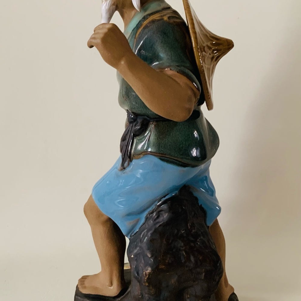 Vintage Chinese Mudman Fisherman
Shiwan Figurine 8.5" Tall Stamped - Picture 4 of 9
